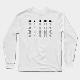 Repeated Music Player Buttons Light Theme Long Sleeve T-Shirt
